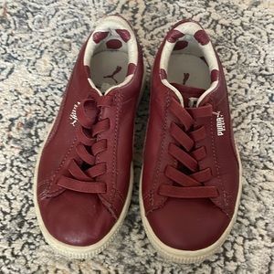 Girls size 10 Puma Sneakers. Color:Burgundy